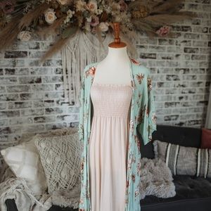 Vici Collection Seafoam Green floral Duster